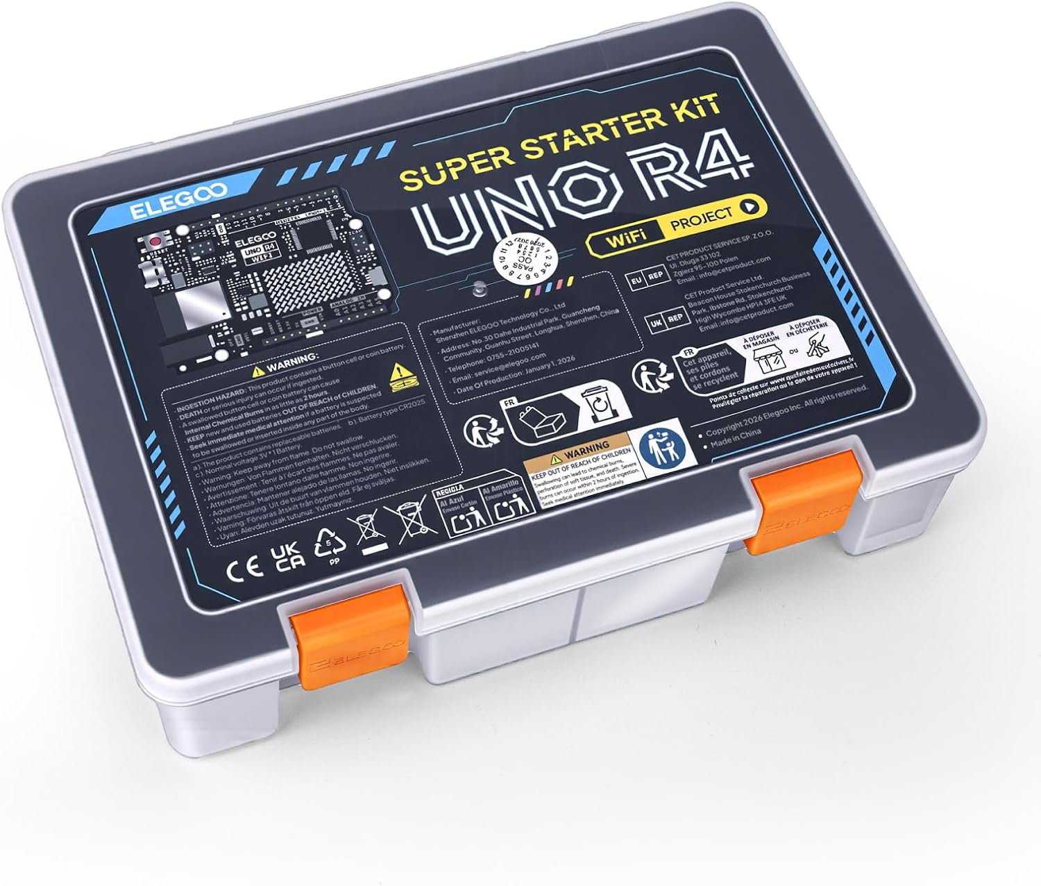 ELEGOO UNO R4 WiFi Super Starter Kit STEM Electronic Craft Programming Kit с более чем 200 деталями / Поддержка Arduino IDE Онлайн-учебники и IoT-проекты для начинающих студентов-производителей, фото 5