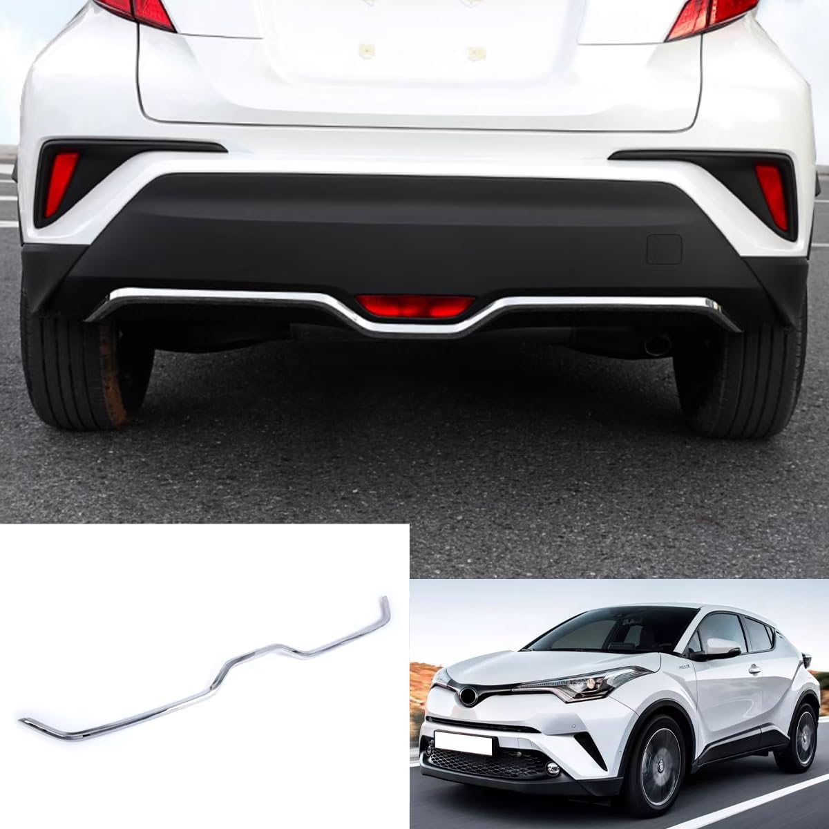 Накладка на задний бампер ZUNEIGUNG для Toyota C-HR, эксклюзивный дизайн, детали экстерьера, ABS, 1 шт. (с хромированным покрытием), фото 2
