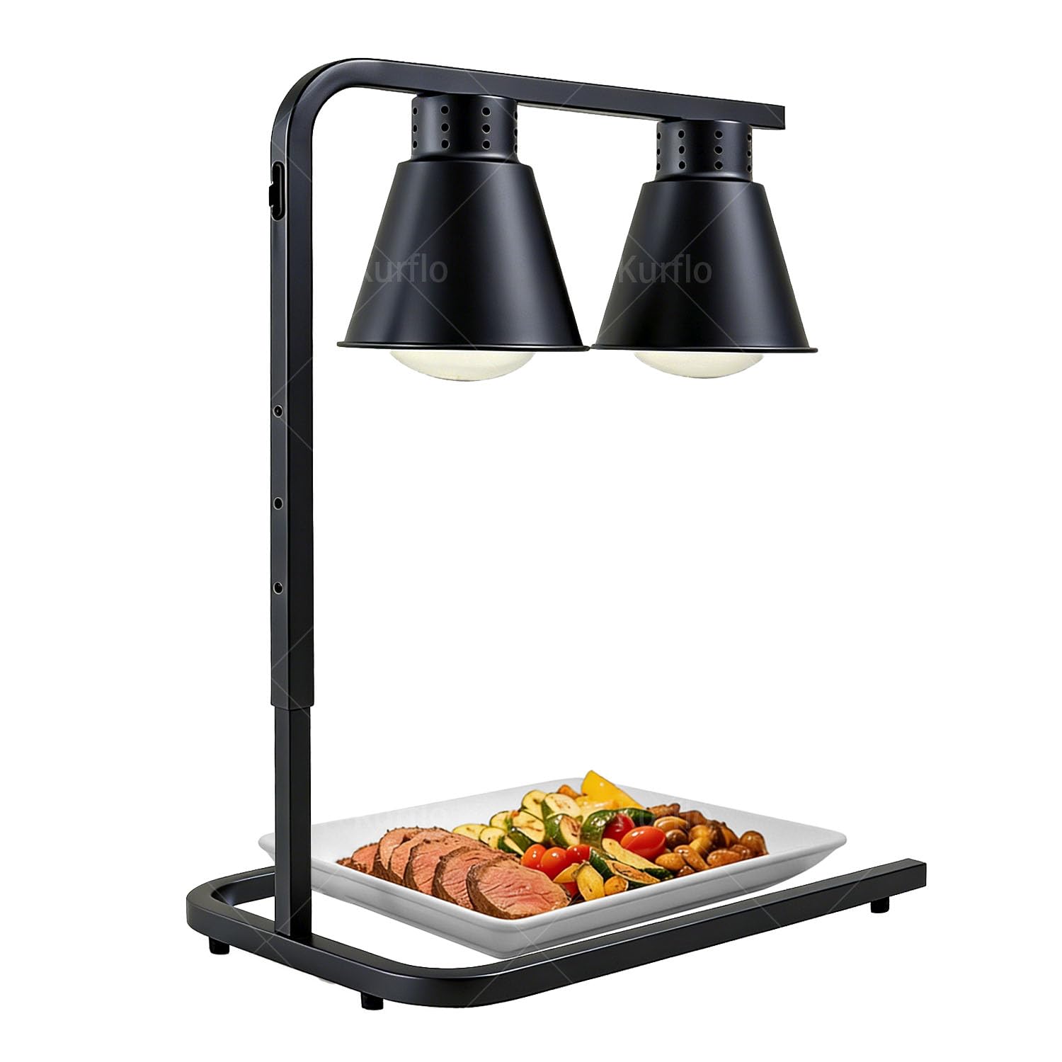 Kurflo Commercial Lamp Warmer 500W Food Warmer Heat Lamp Warmer Height Adjustable Food Warmer Thermal Tabletop Double Lamp Buffet Warmer Buffet Viking Fry All Food Restaurant (Black)