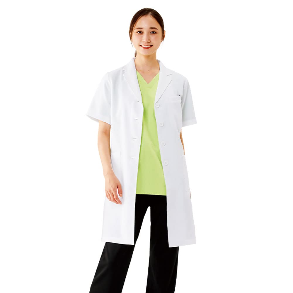 Nursery Daily Short Sleeve Doctor Coat White Coat Wrinkle-Resistant Women's Laboratory Examination Gown With Side Pockets Large white