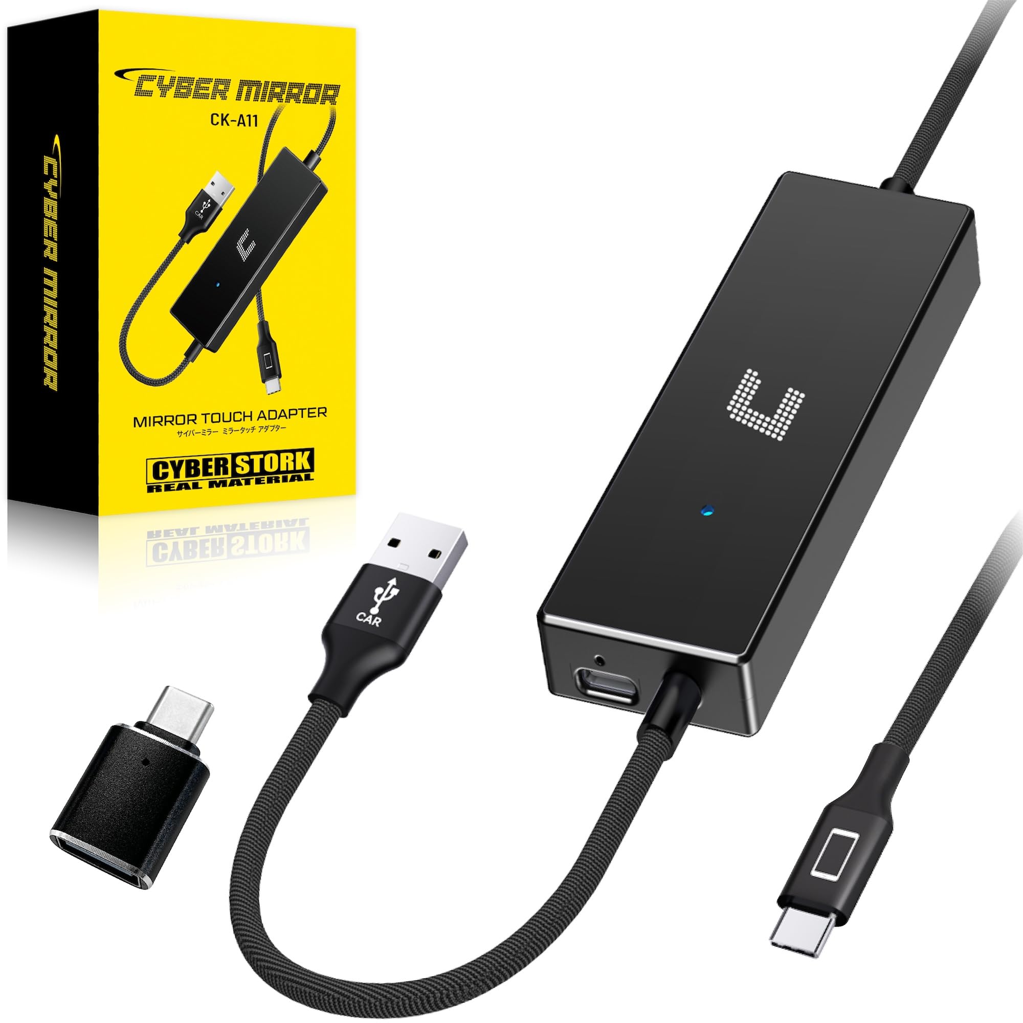 サイバーストーク 日本ブランド カーナビ ミラーリング ナビ 車 ワイヤレス CarPlay/カープレイ スマホ iphone/Android ミラータッチ アダプター USB 接続 タイプC 双方向タッチ操作 カーナビにスマホ画面を映す 映像出力 動画視聴 ナビアプリ 技適認証 CK-A11