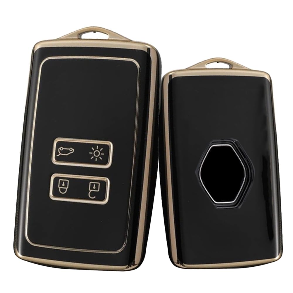 [KUNIO] Renault Dedicated Key Case, Key Holder, Silicone, Renault Clio, Master Bus, Talisman, Megane, Scenic 4, Cajar, Capture, Koleos, Arcana, Sandero, 2016-2022, Full Protection, Genuine Accessory, A Black