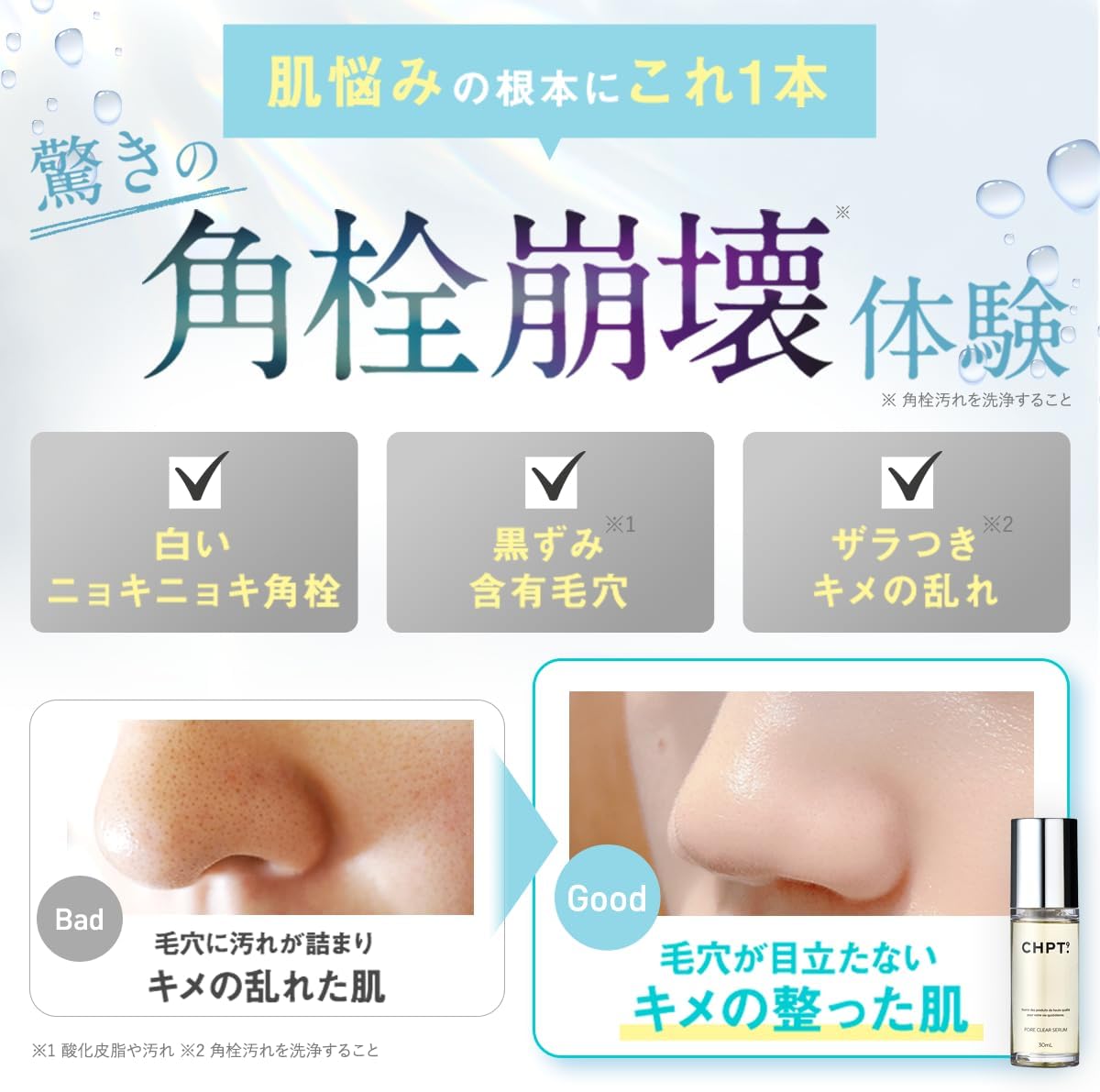 Глава девятая Poa Clear Serum Очищающая сыворотка для очищения пор Квадратная пробка от черных точек Клубничный нос Увлажняющая поры эксклюзивная очищающая вода для умывания 30 мл, фото 3