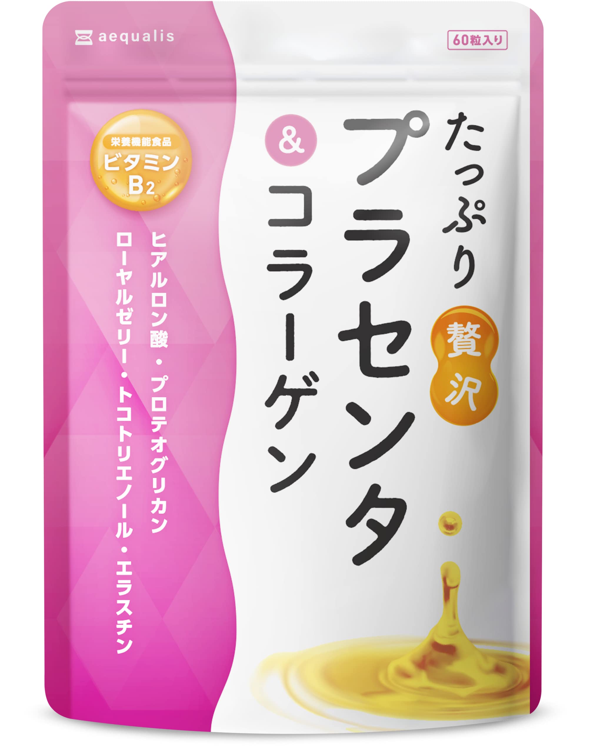 aequalis Moisturizing Rich Luxurious Placenta Supplement, 402,000 mg, Collagen, Hyaluronic Acid, Made in Japan, 30 Day Supply, 60 Capsules 1
