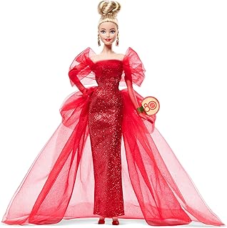 バービー(Barbie) マテル80周年記念アニバーサリードール ブロンド シグネチャー BLACK きせかえ人形・ハウス ままごと・ごっこ遊び バービー人形 6歳から レッド JBJ17