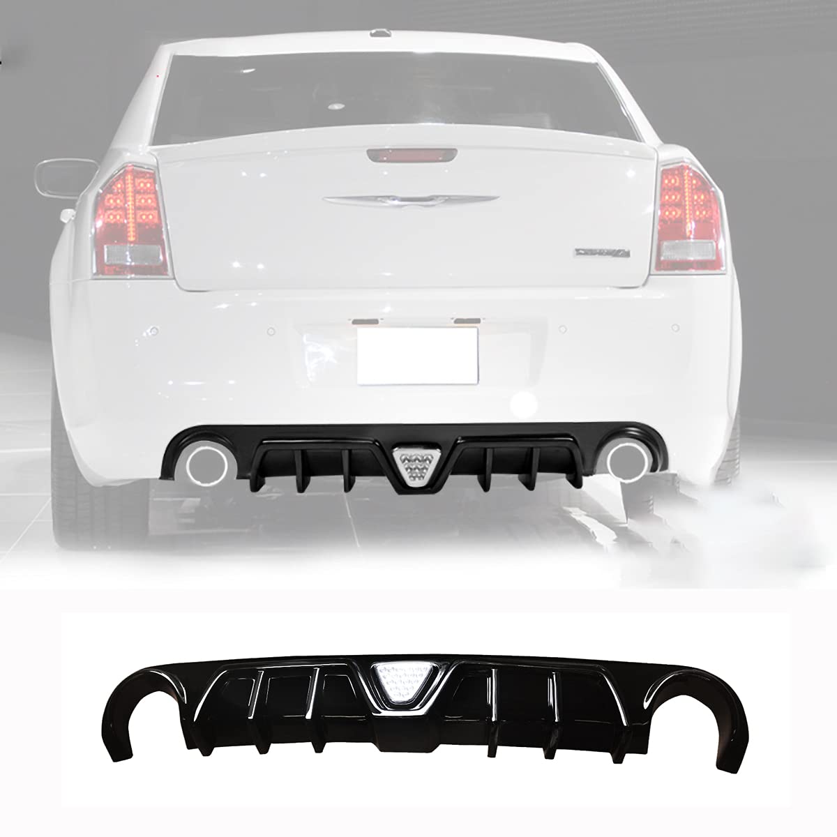 Rear Diffuser 2012 Chrysler 300C SRT Rear Spoiler with Tail Lamp ABS Gloss Black Genuine Parts Custom Aero Parts Car Accessories