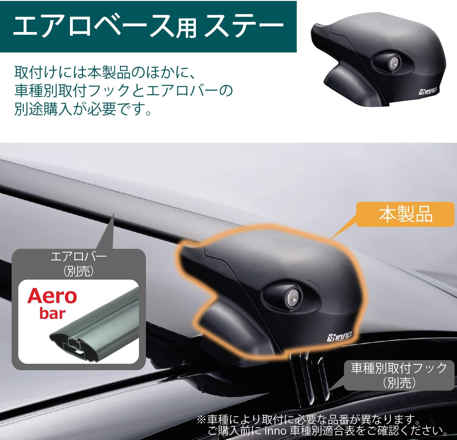 Carmate inno в зависимости от модели автомобиля Aero Base Гладкая крыша, Тип подъема / Serena / Voxie / Fried / Безель / Miraiace и т.д. Base Stay Базовое состояние Lucknob Key lock система Unity Carrier Roof Carrier Base Carrier XS201, фото 3