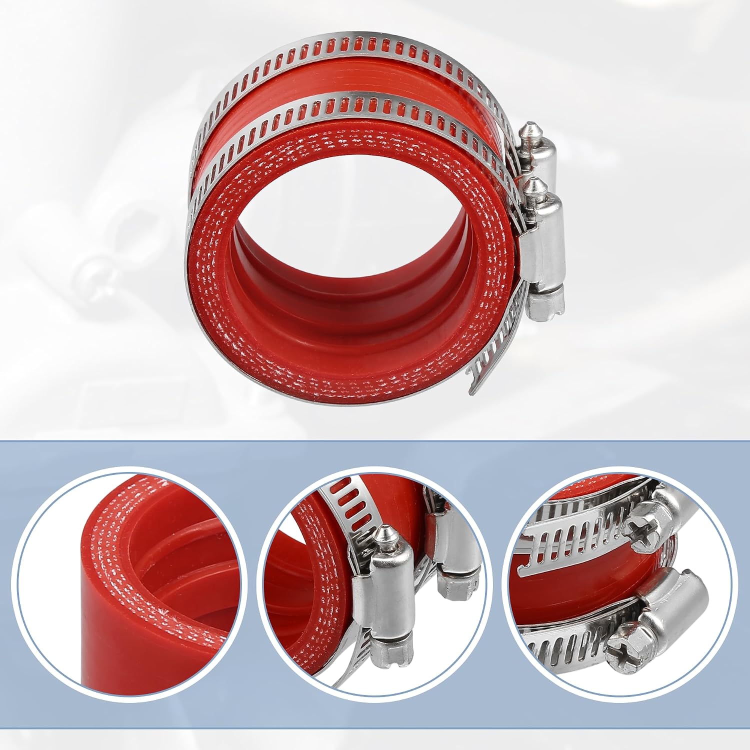 Адаптер для карбюратора ACROPIX 45 мм ID Red, 1 шт., Резиновый зажим для мотоцикла, 2 шт., Эластичный Термостойкий | наружный диаметр 5,6 см, высота 3,6 см, 350-600 куб.см, мотоцикл, квадроцикл, скутер, байк, картинг, долговечность, виброустойчивость, оптимизация соотношения воздух-топливо, улучшение характеристик двигателя, не чистый продукт, погрешность измерения 3-5 мм, простота установки, повышение топливной экономичности, двигатель - я впервые вижу это видео., фото 3