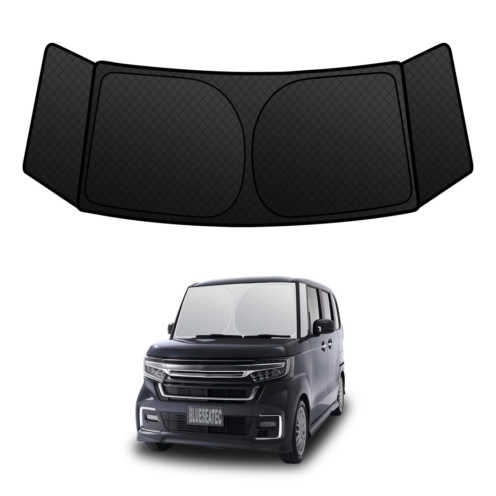 Windshield Sun Shade, Vehicle-Specific, UV Protection, No Suction Cup Required, 6-Layer Construction, Light Shielding, Insulation, Easy Installation/Removal, Interior, Foldable, Storage Bag Included Honda N-Box JF5/JF6 Series