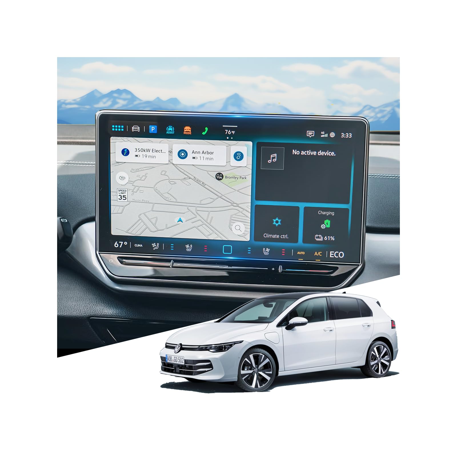 2025 WEIPIN フォルクスワーゲン ゴルフ8.5 ナビ ガラス フィルム 傷防止 低反射 高感度タッチ VW Golf8.5 12.9インチ 9H 自己吸着 HydroAg+ 耐眩光 フィルム アクセサリー カスタムパーツ カー用品 12.3インチ(ゴルフ8.5)ガラス製