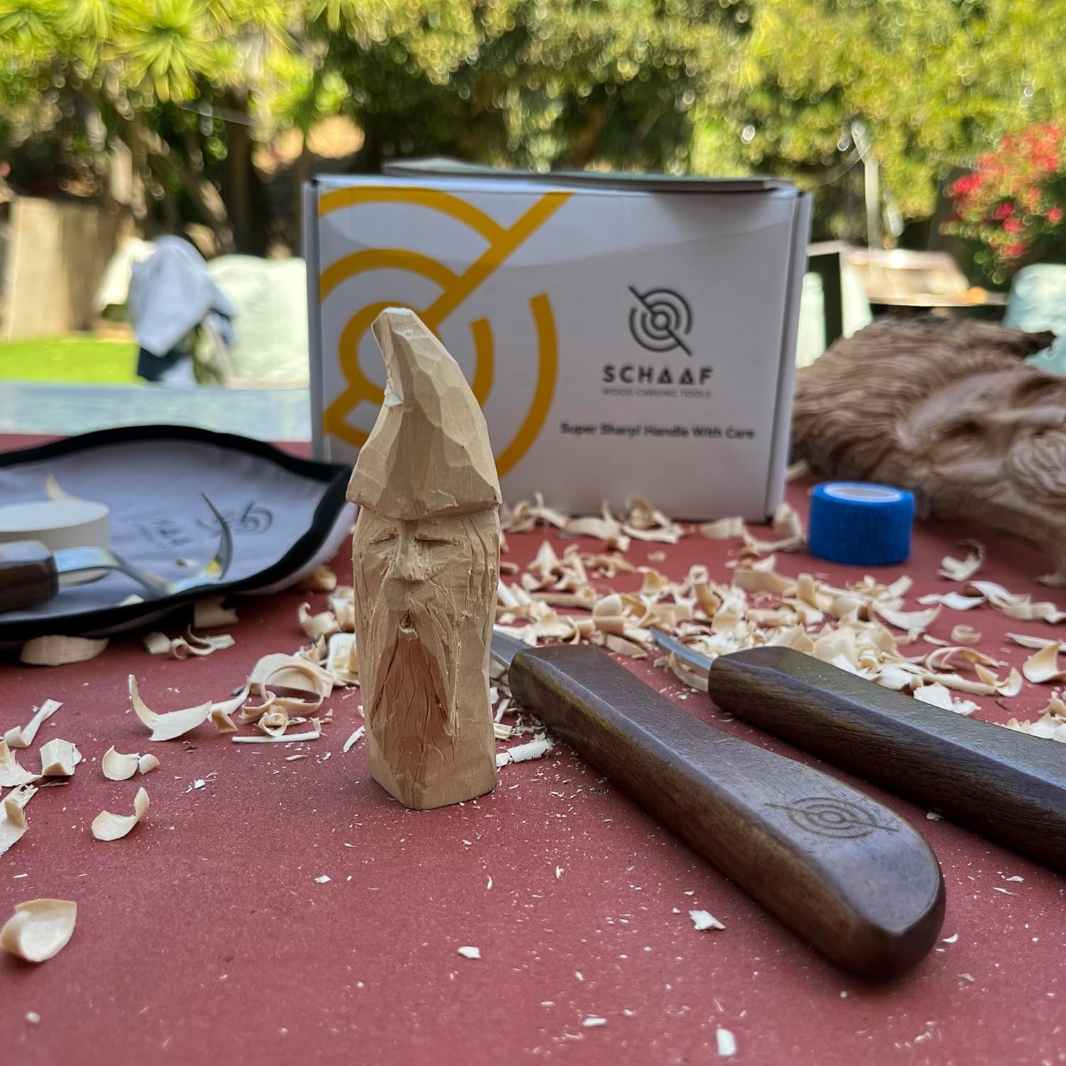 Стартовый набор для начинающих резчиков по дереву Witring Knife Set из 3 предметов (нож для резьбы по дереву, ложка для резьбы по дереву) с блоком из липы и веселым обучающим видео от Schaaaf Tools Введение в набор для резьбы по дереву, фото 5