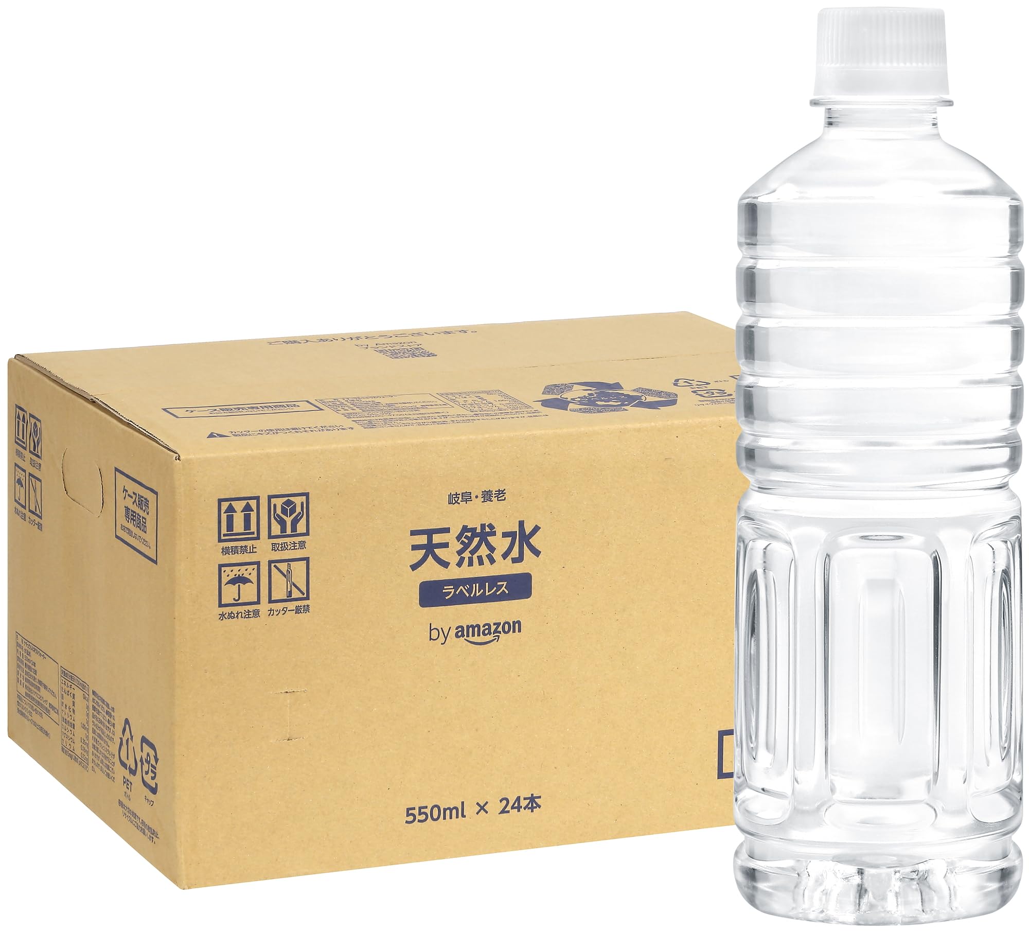 By Amazon Natural Water, Yoro, Gifu Prefecture, Labelless, 19.7 fl oz (550 ml) x 24 Bottles