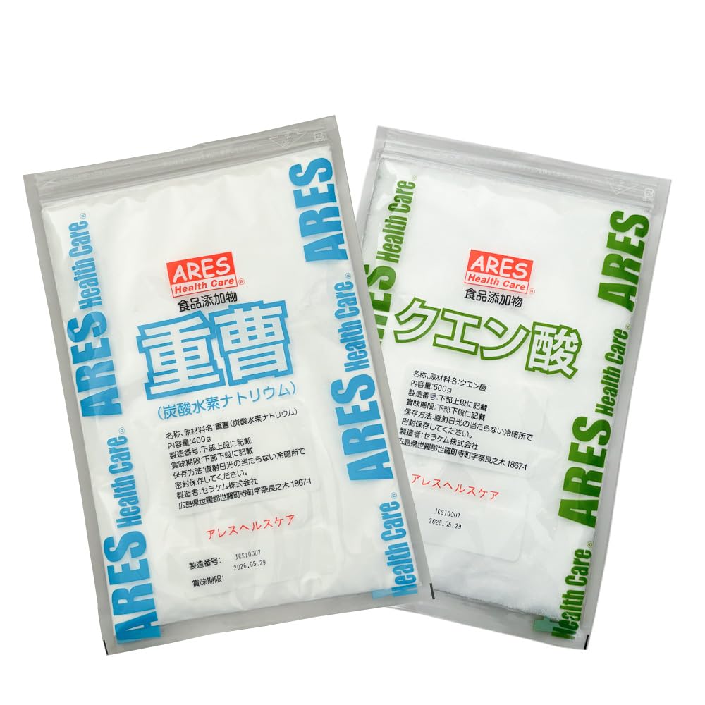 Baking soda 14.1 oz (400 g) + citric acid 17.6 oz (500 g) set with measuring spoon (2 pieces)