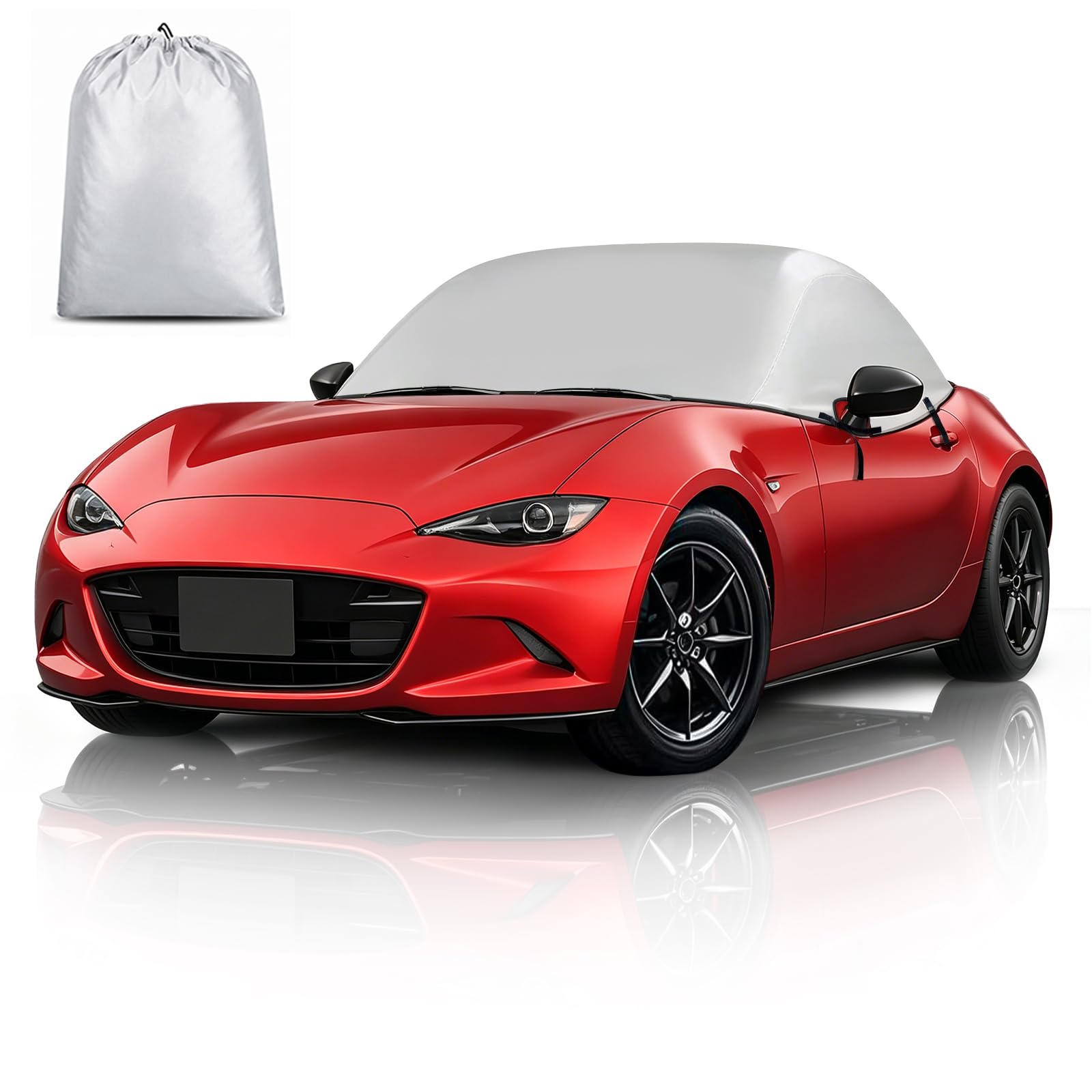 Mazda Roadster ND Half Cover, Body Cover, 420D Thick, Overwhelmingly Durable, PU Coating, Waterproof, Japanese Shape Buckle, Protects Against Strong Winds, Prevents Flyaways, Protects Against UV