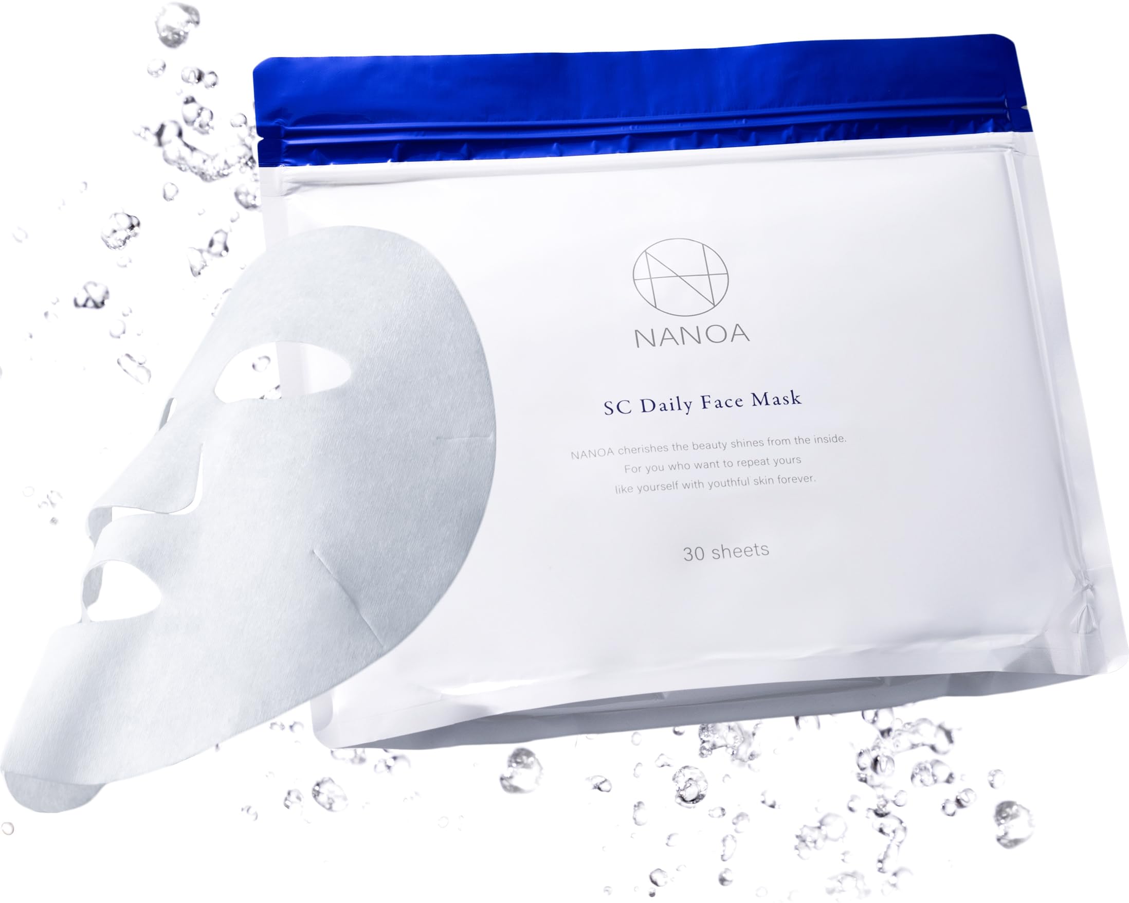 NANOA Daily Face Pack, Doctor's Favorite Human Stem Cells, Sheet Mask, Aging Care, EGF, Moisturizing, Premium Cotton, Face Pack, 30 Sheets (1 Piece)