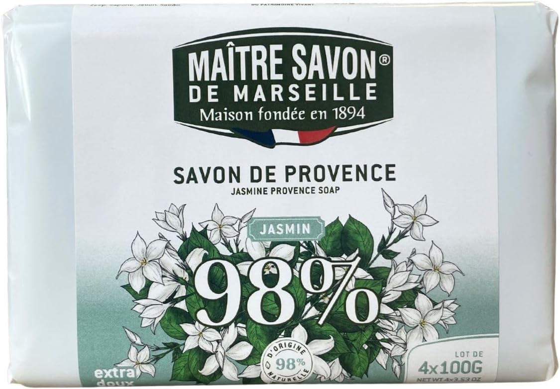 Maitre Savon de Marseille (Мэтр Савон де Марсель) Savon de Provence (Жасмин, 100 г х 4 шт.), Ароматическое мыло, Мыло для гостей, Растительное мыло, Наслаждайтесь ароматом, Сделано во Франции, фото 2