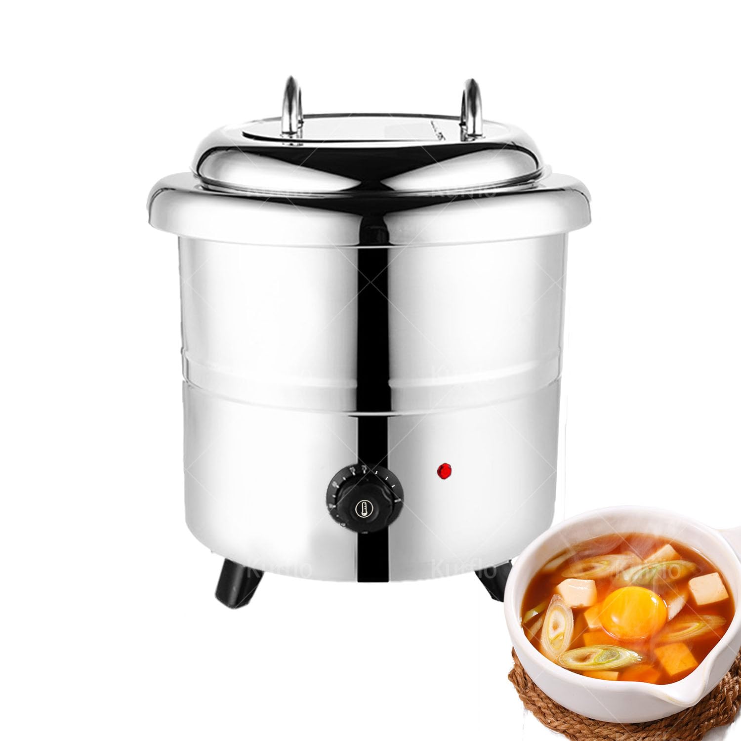 Kurflo Soup Warmer, 3.8 gal (13 L), Commercial Use, Electric, Heat Retention, Stainless Steel, Boiling Type, Large Capacity, Compatible with Miso Soup, Porridge, Curry, Restaurants and Buffets (Silver)