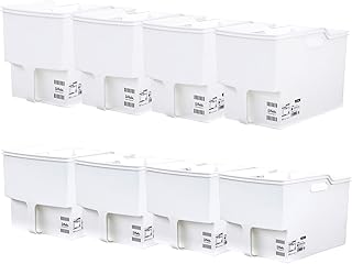不動技研 キッチン収納 棚スッキリ8点セット ホワイト【ザッカLab.オリジナルセット】吊り戸棚ボックス（スリム4個 + ワイド4個 ）｜ 収納ケース ストッカー 整理ボックス 持ち手 戸棚 収納 プラスチック 高いところの棚 台所収納