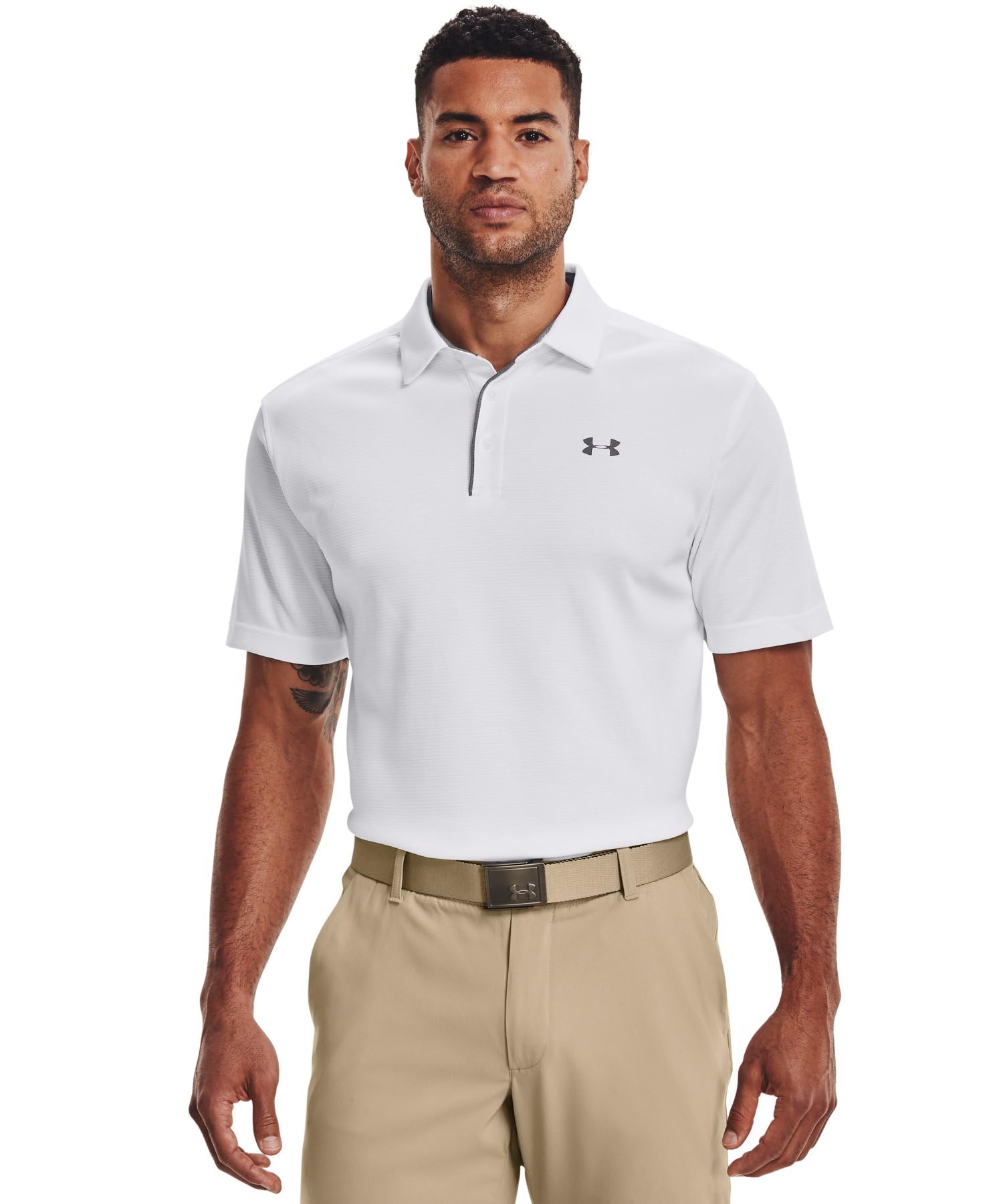 Men's UA Tech Polo Golf Polo, Quick Drying, Sweat Wicking Large white graphite graphite
