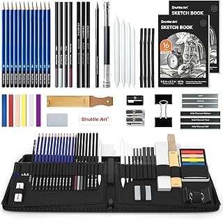 Shuttle Art スケッチ鉛筆 デッサンツール 子供や大人も適用な絵具 52パック ポップアップ式 ポータブル 収納ケース付き 素描初心者 アーティスト 美術 アート専門 製図 クラフト