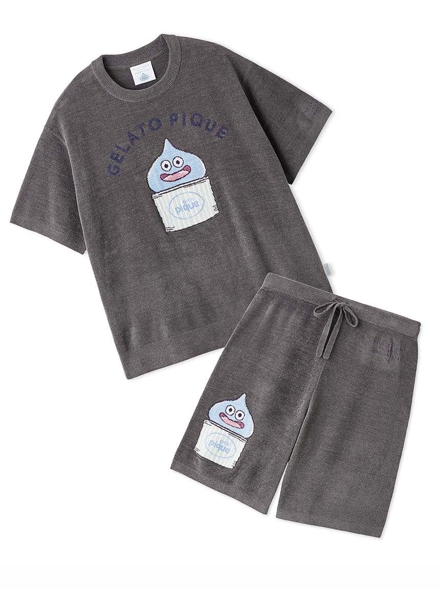 gelato pique PMNT264033 Men's Dragon Quest Jacquard Short Sleeve Pullover & Half Pants Set Medium gray
