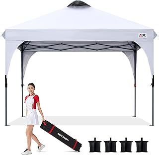 ABCCANOPY タープテント ワンタッチ 3段階調節 ベンチレーション 天井 2.5m/3m アウトドア 簡単 大型 タープ テント キャスターバッグ付き 高耐水圧 遮熱日除け 付属品付き