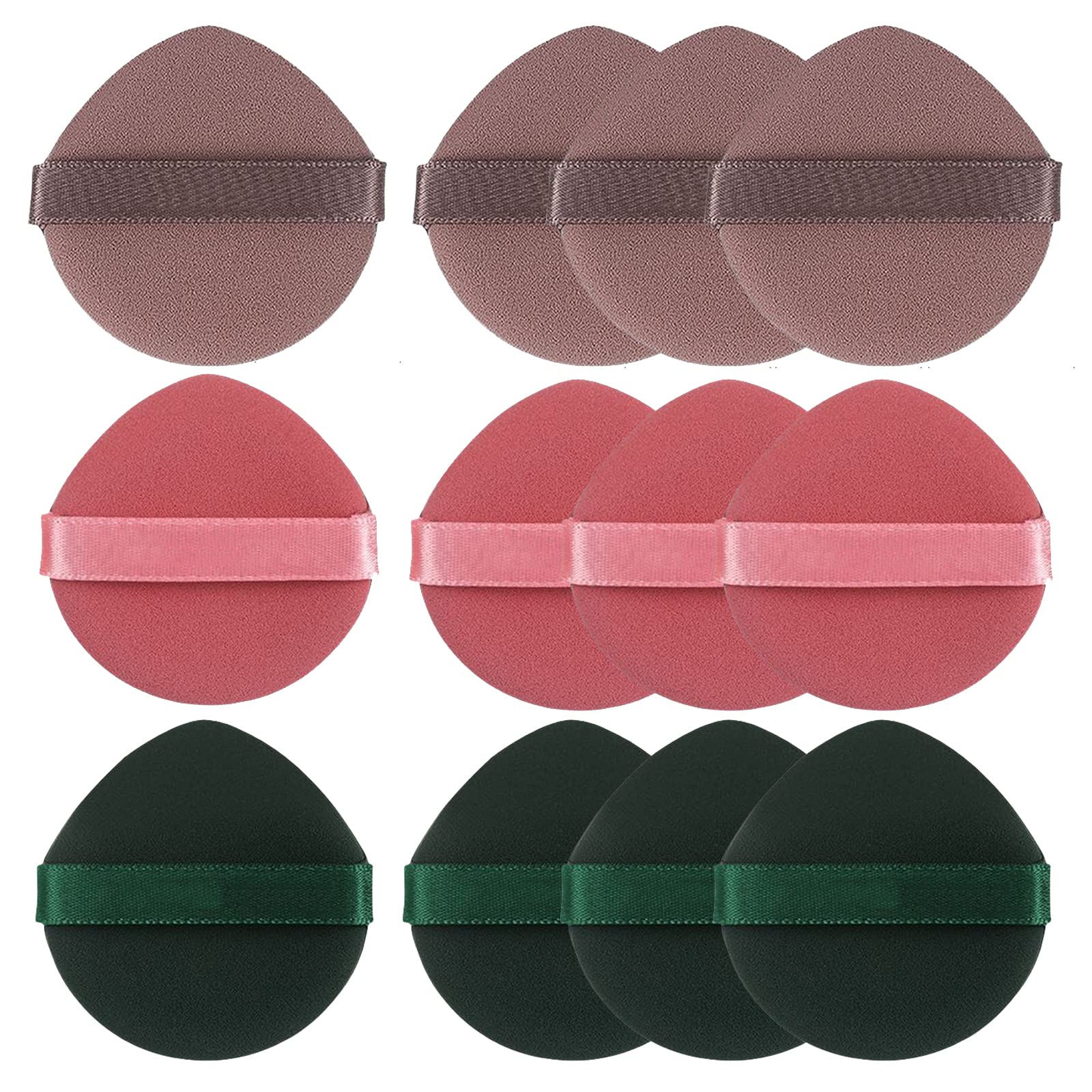 Samucos Cushion Foundation Puff Sponge Makeup Puff Soft Absorption Multi-functional Dry and Wet Use Water Drop Shape 3 Colors 12-piece Set