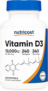 Nutricost ビタミンD3 10000 IU 240ソフトカプセル Non-GMO グルテンフリー