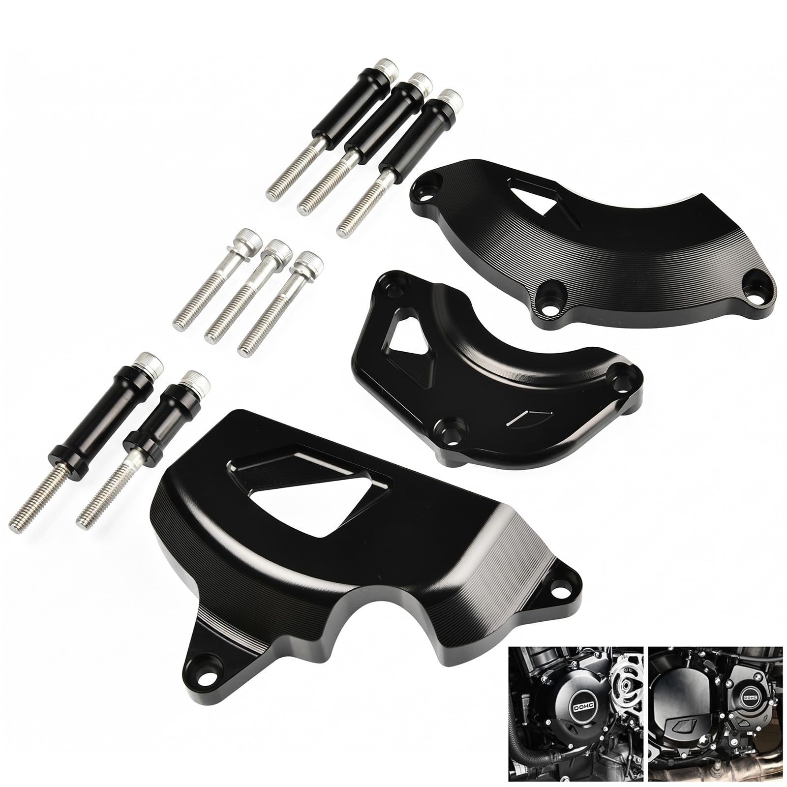 Engine Slider CNC Aluminum Crash Protector Engine Protector for Z900 Z900RS CAFE(2018-2026) Light Weight Design (Black)