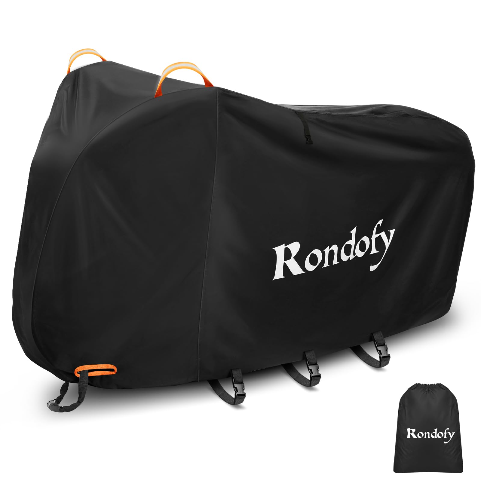Rondofy Bicycle Cover Waterproof Thick Tear-Resistant 【 Say Goodbye to Disposable Bike Covers! 420D Thick Model】Latest Model 4-Point Touch Buckle Windproof All-Weather Rainproof UV-Coated Anti-Theft Black