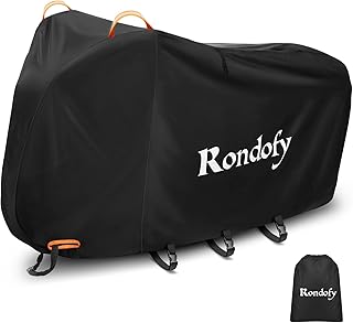 Rondofy 自転車カバー 防水 厚手 破れにくい 【820g 420D 厚手モデル】【 使い捨てバイクカバーにサヨナラ！】 最新型 4箇ワンタッチバックル 風飛び防止 全天候対応 雨避け UV加工 盗難防止 29インチまで対応 【当社のカーカバーは重量が820gもあり、400gや600gの他社製品よりも耐久性に優れています。】