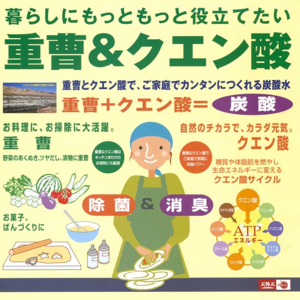 【Продукт Kisoji】 Пищевая сода в порошке (в бутылках / 380 г), лимонная кислота (в бутылках / 320 г) по 2 штуки в оригинальной упаковке Monocell, запечатайте и взвесьте с помощью чайной ложки., фото 3