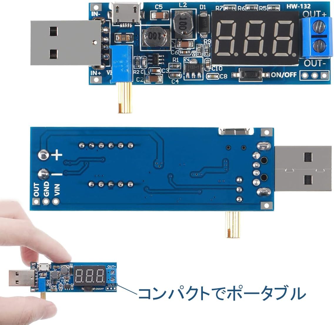 DC-DC USB Понижающий преобразователь с понижающим регулятором напряжения Модуль питания (комплект из 3-х) | Поддержка как повышающего, так и понижающего напряжения с 5 В до 3,3 В 9 В 12 В 24 В, Повышающий / понижающий балластный блок питания, фото 6