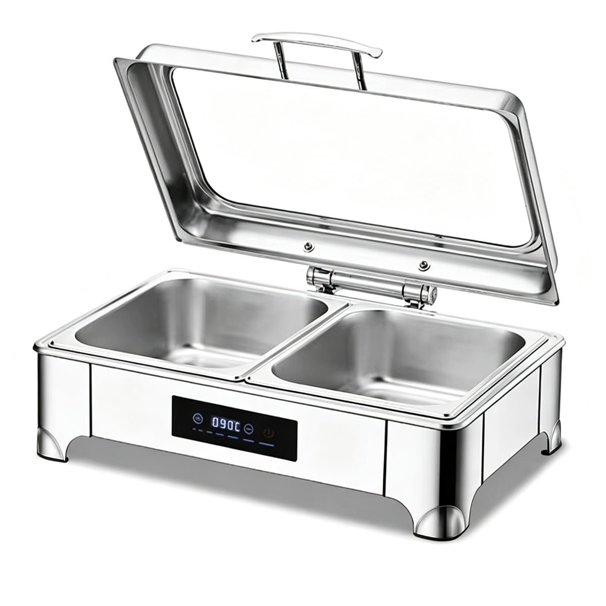 Commercial Electric Warmer Food Warmer Chefing Dish Tabletop Buffet Server 9L 13.5L Large Capacity 1 Gang 2 Gang 3 Grids Food Grade Stainless Steel Touch Panel Temperature Control Thermal with 13.5L 深型 2 槽
