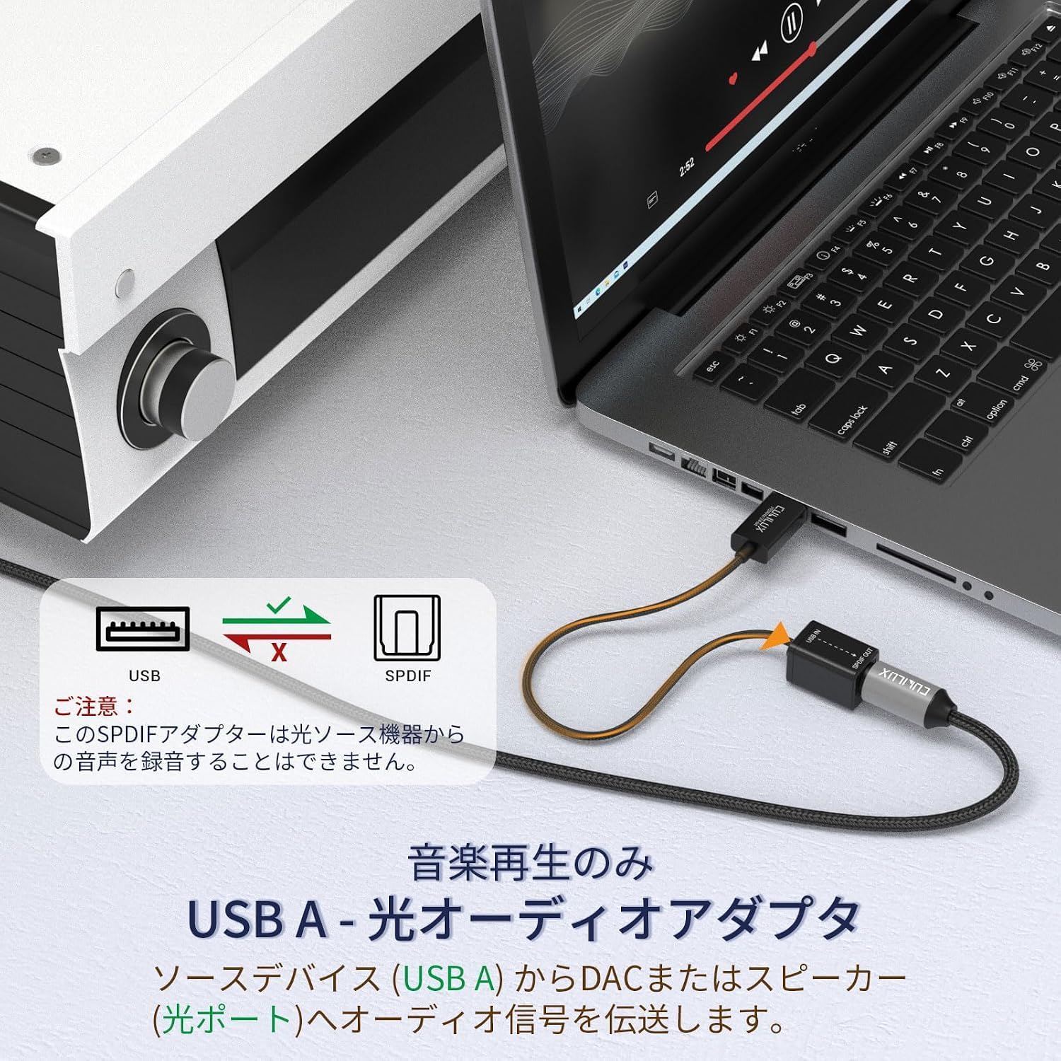 Оптический адаптер преобразования звука Cubilux USB A – SPDIF (TOSLINK), USB – оптический цифровой преобразователь, совместимый с Windows, Linux, PS4/ PS5, Lenovo, HP, Asus, Dell, ПК, ноутбуками, компьютерами Surface USB A в SPDIF, фото 4