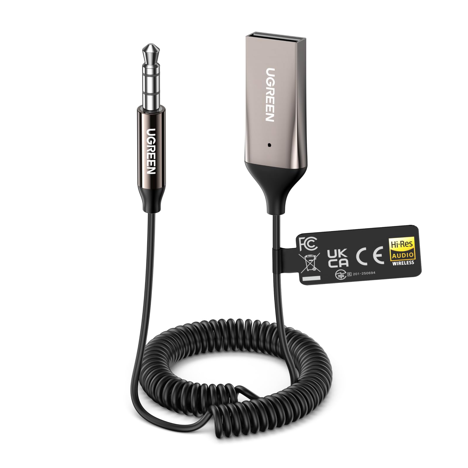 UGREEN LDAC Compatible Bluetooth 6.0 Car Receiver (with Mic Built-in 3.5mm