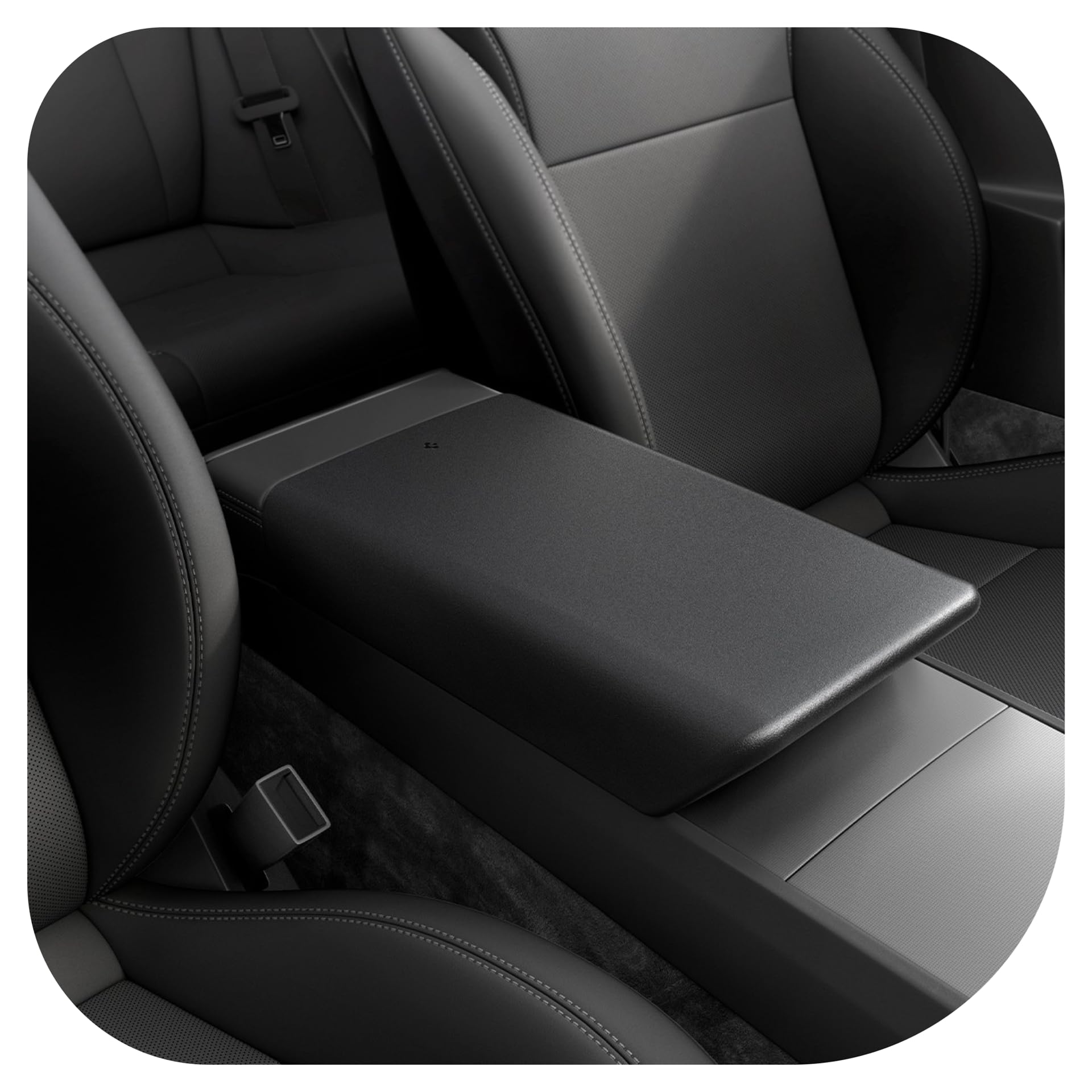 Spigen Center Console Non-Slip Armrest Cover with Tesla Model Y L (2026) Tesla Model Y Juniper (2025) Tesla Model 3 Highland (2025/2024) Installation TO240H ACP07410 (Black) Tesla Model Y L / Y Juniper / 3 Highland Black