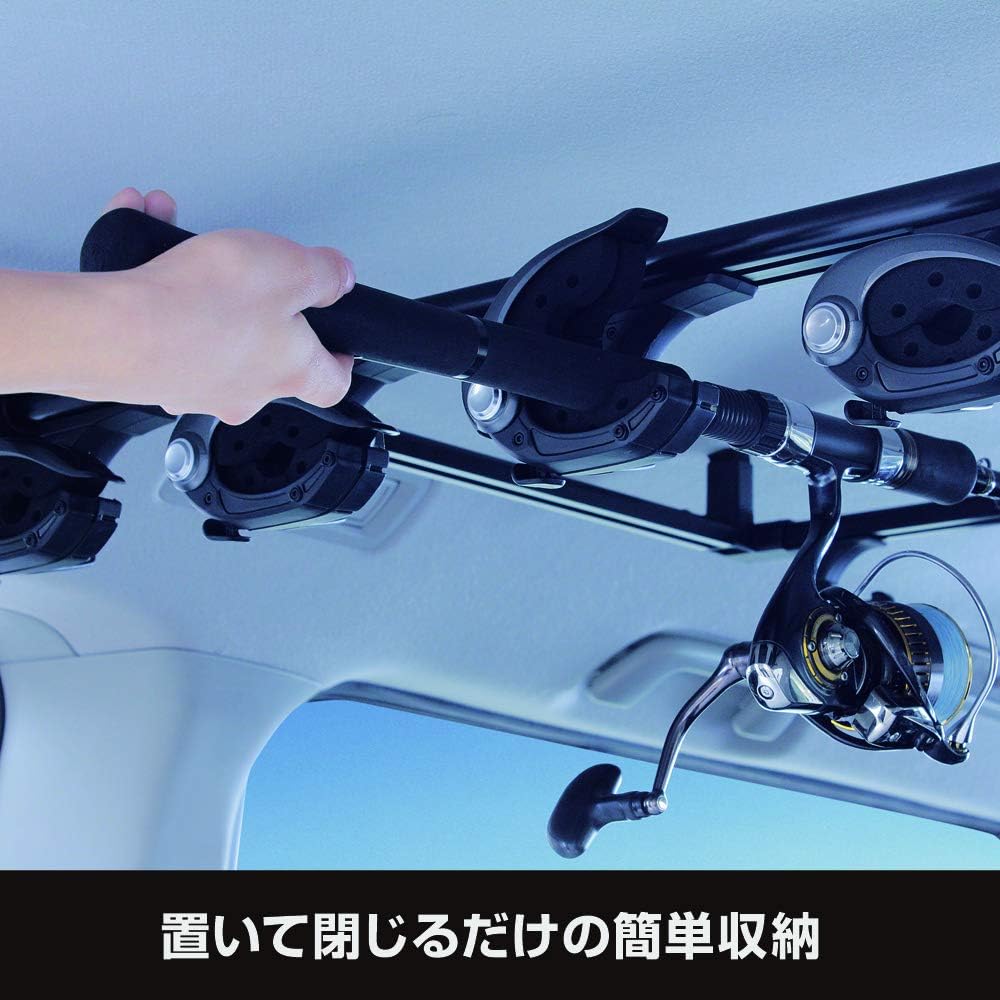 Умный держатель для удилищ Tsuchiya Yac U-NV1F для моделей Toyota 80 серии Noah/Voxy/ Esquire, подходит для 5 удилищ, Черный, D 31,1 x Ш 44,5 x В 6,2 дюйма (79 x 113 x 15,8 см) 09) Держатель для удилищ U-NV1F, фото 8