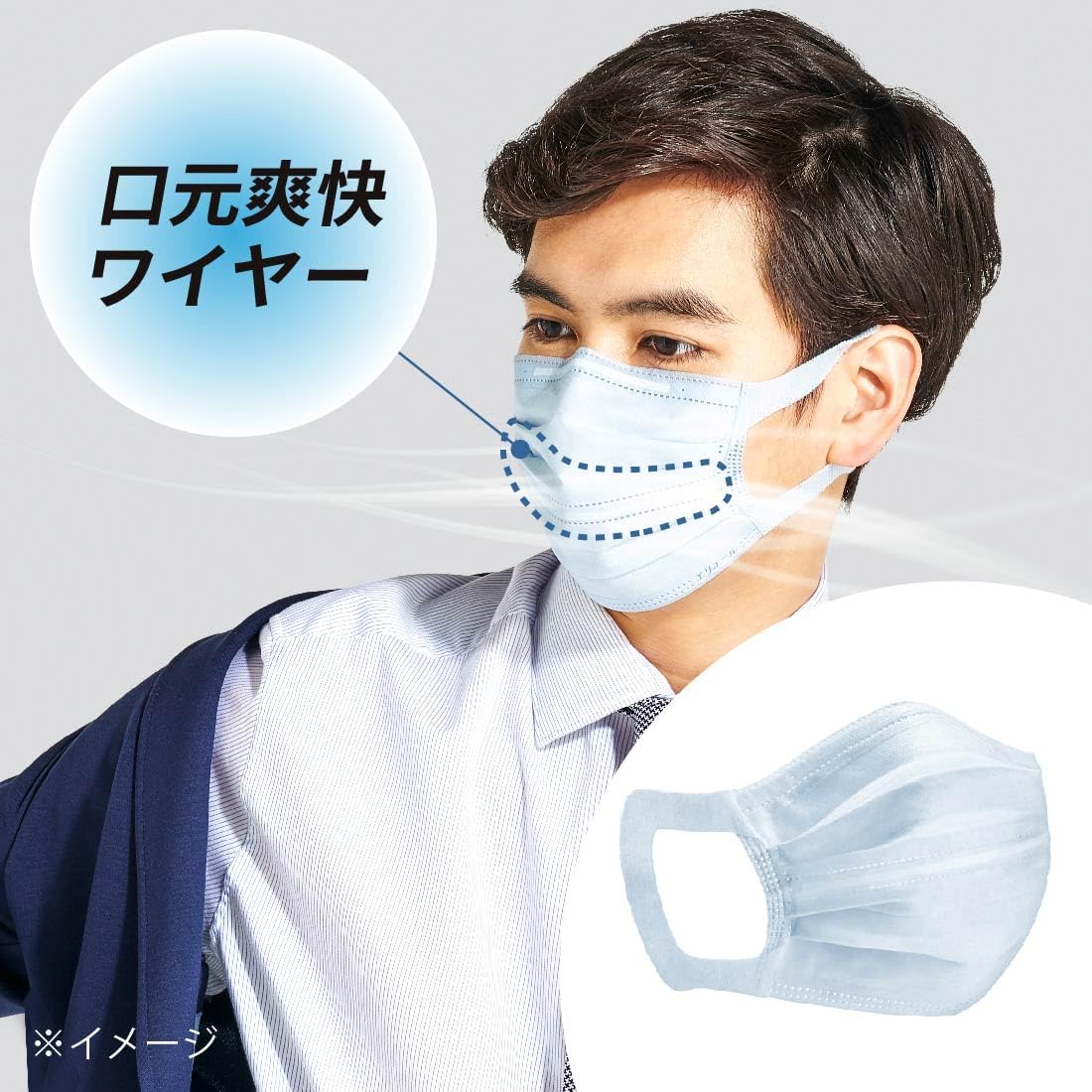 (Нетканый материал японского производства) Маска Eliere Hyper Block Mask освежающего цвета Ice blue обычного размера, фото 3