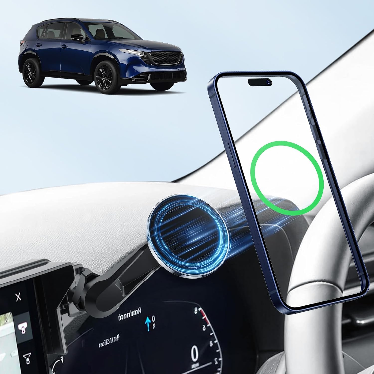 [BIXUAN] Новый держатель для смартфона Mazda серии CX-5 KM [с удлинителем] Новая магнитная подставка для смартфона, держатель для мобильного телефона CX5 с поворотом на 360, фото 8