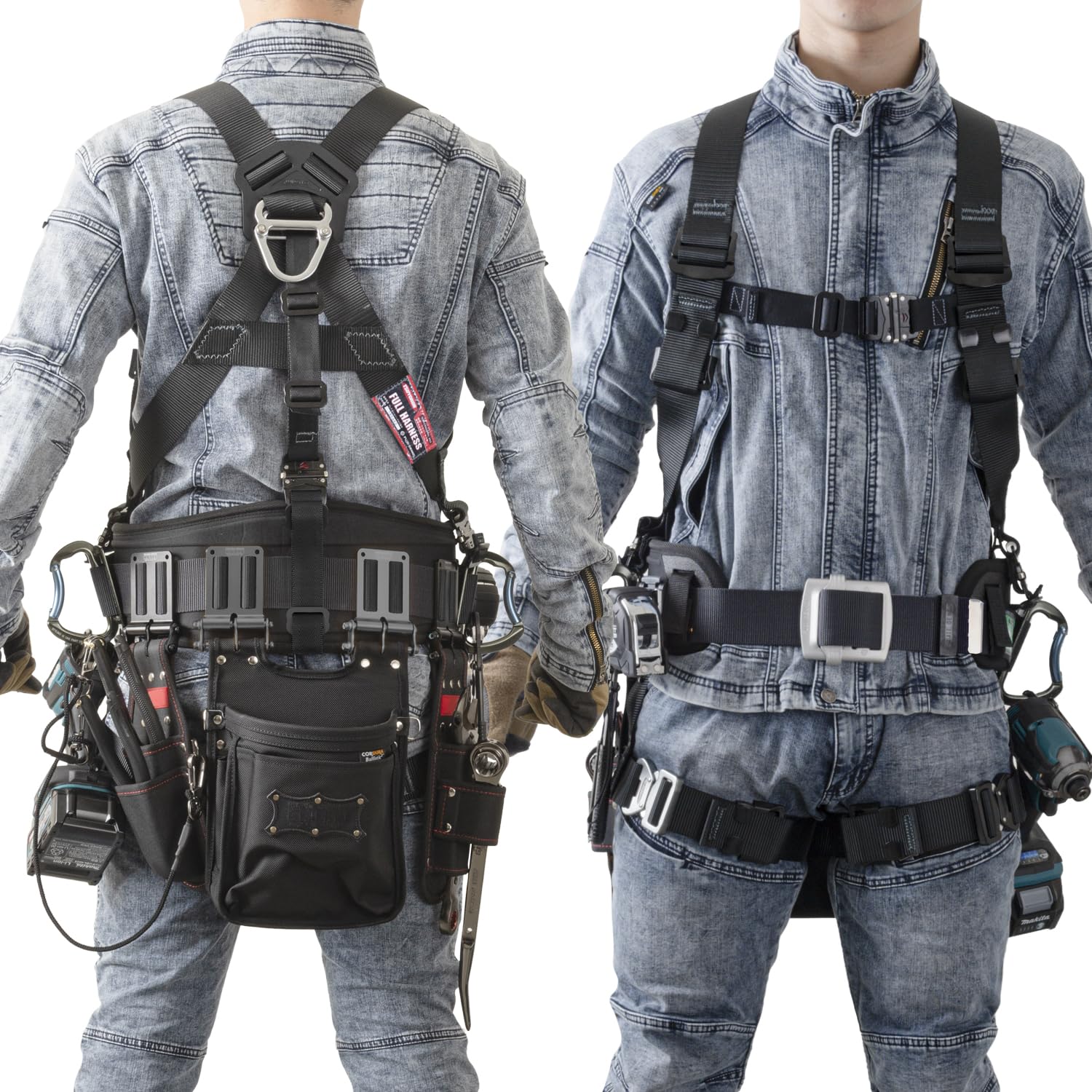 Fujii Denko New Standard Full Harness Type Kite Harness KITE Harness Full Harness Unit Only, Size M, Supports Up to 130KG, Black, Black TH-521-OT-BLK-M, Resistant to Sliding Even with Many Waist Tools Black M