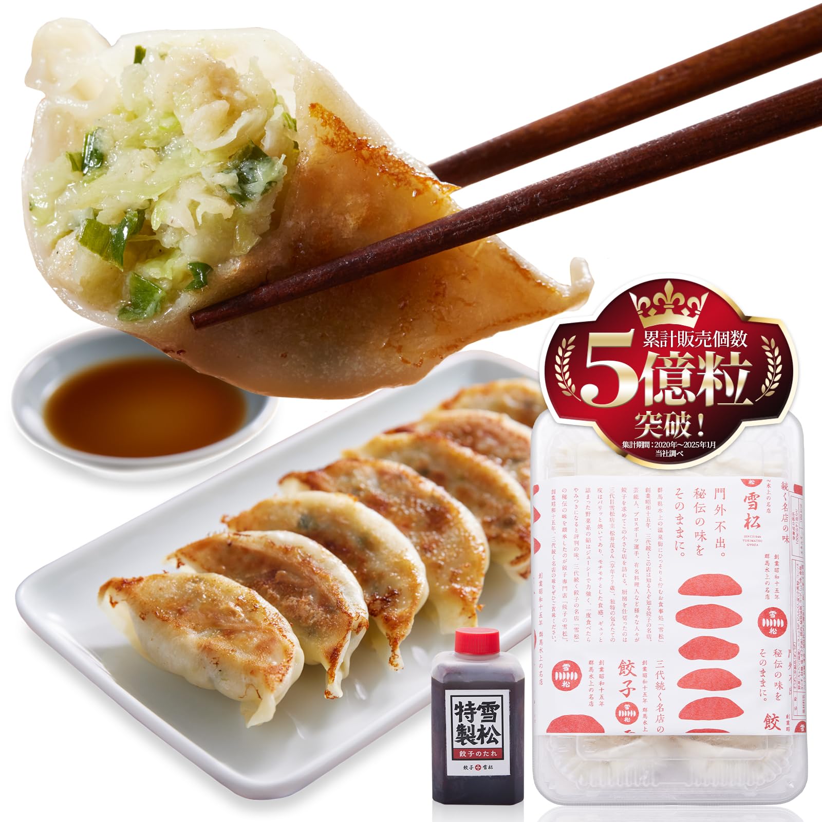 【累計販売5億粒】 餃子の雪松 冷凍餃子 冷凍生餃子 餃子 ぎょうざ タレ付き 36個入 36個（タレ付き）