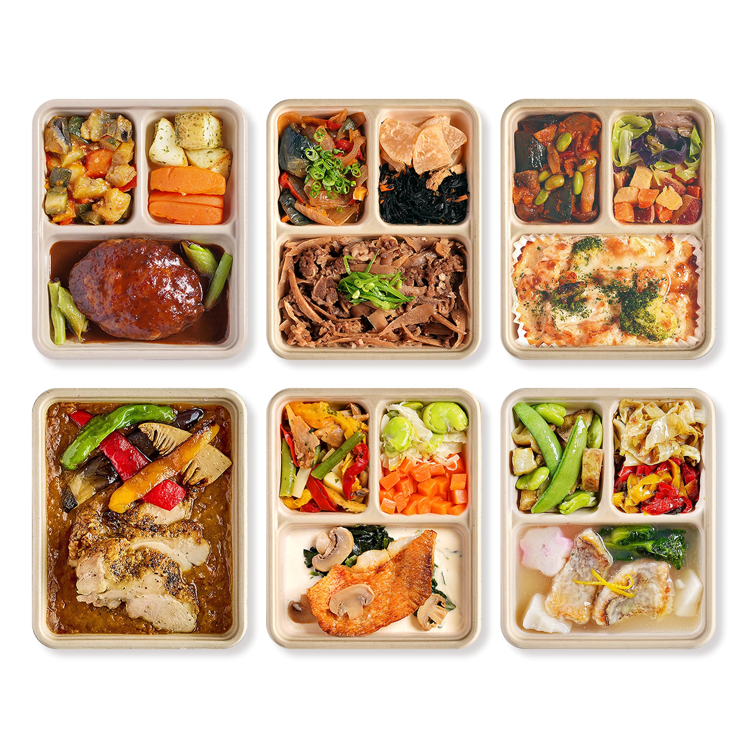DELIPICKS Frozen Bento Meals Under Michelin Chef Supervision Popular Menu 6 Varieties Trial Set 【Side Dish Average Calorie 349kcal Low Sugar Low Carbohydrate Protein One Serving of Vegetables Diet 6食セット