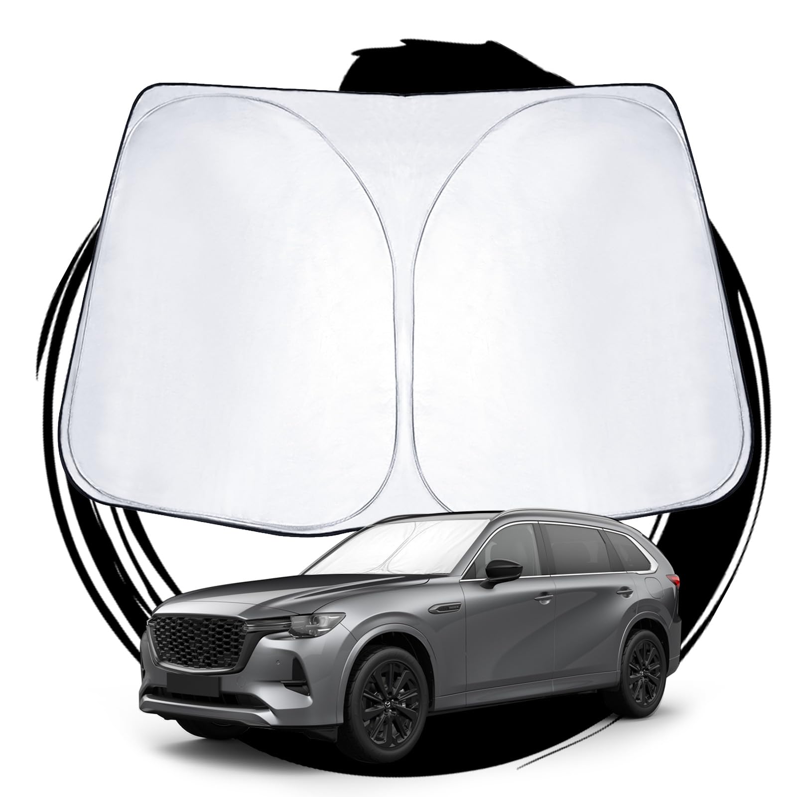 ruiya 2024 Mazda CX-80 Sunshade, Windshield Parasol, Car Sunshade, UV Protection, Sleeping Overnight Car, Foldable, No Suction Cup Required, Custom Parts マツダ CX-80