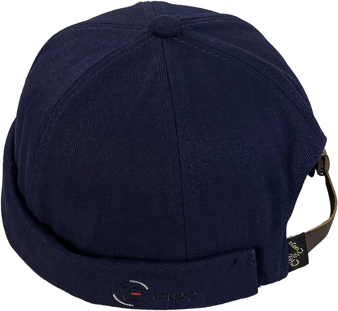 Clape Summer Roll Cap, Шляпа без полей, Хлопок, Мужская рыбацкая кепка, Стильная, классическая, с отворотом, Складная, Круглая, однотонная, Уникальная, Для джентльмена, Для похудения лица, Унисекс, Для улицы, от 56 до 60 см, темно-синий, фото 2