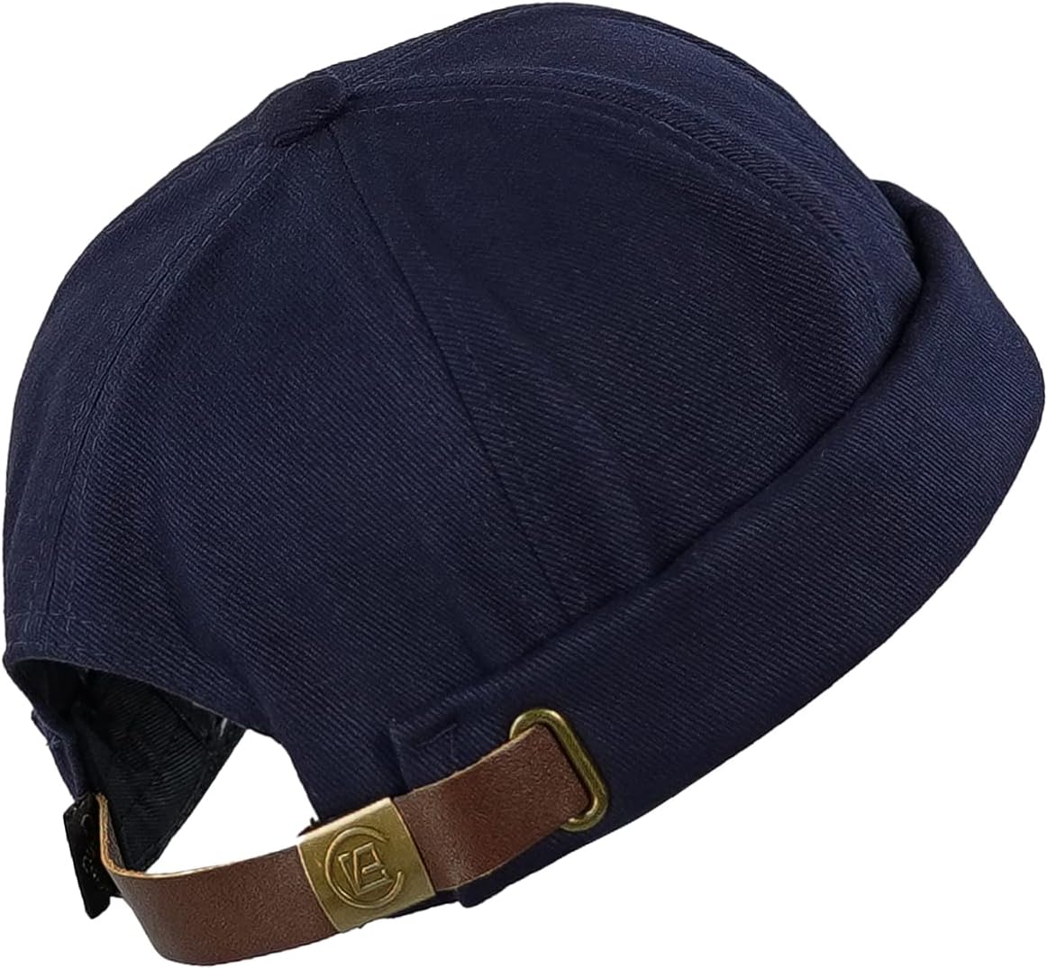Clape Summer Roll Cap, Шляпа без полей, Хлопок, Мужская рыбацкая кепка, Стильная, классическая, с отворотом, Складная, Круглая, однотонная, Уникальная, Для джентльмена, Для похудения лица, Унисекс, Для улицы, от 56 до 60 см, темно-синий, фото 3