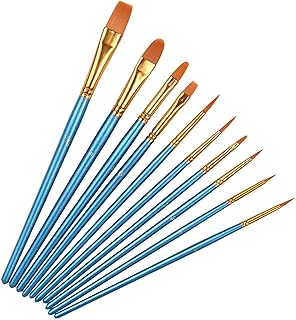 筆 ブラシ 10本セット 水彩筆 アクリル筆 ナイロン製 丸筆 平筆 フィルバート ライナー 絵画 模型 塗装 画材