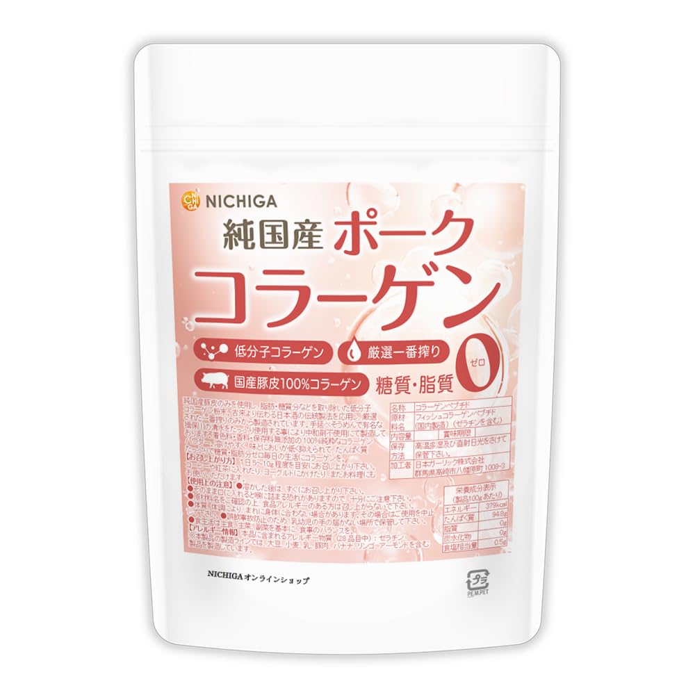 NICHIGA 01 Pork Collagen, 5.3 oz (150 g), Carefully Selected Ichiban Shibori, Low Molecular Collagen, 0 Sugar and 0 Fats, 100% Domestic Pork Skin, No Neutralizers 150グラム (x1)