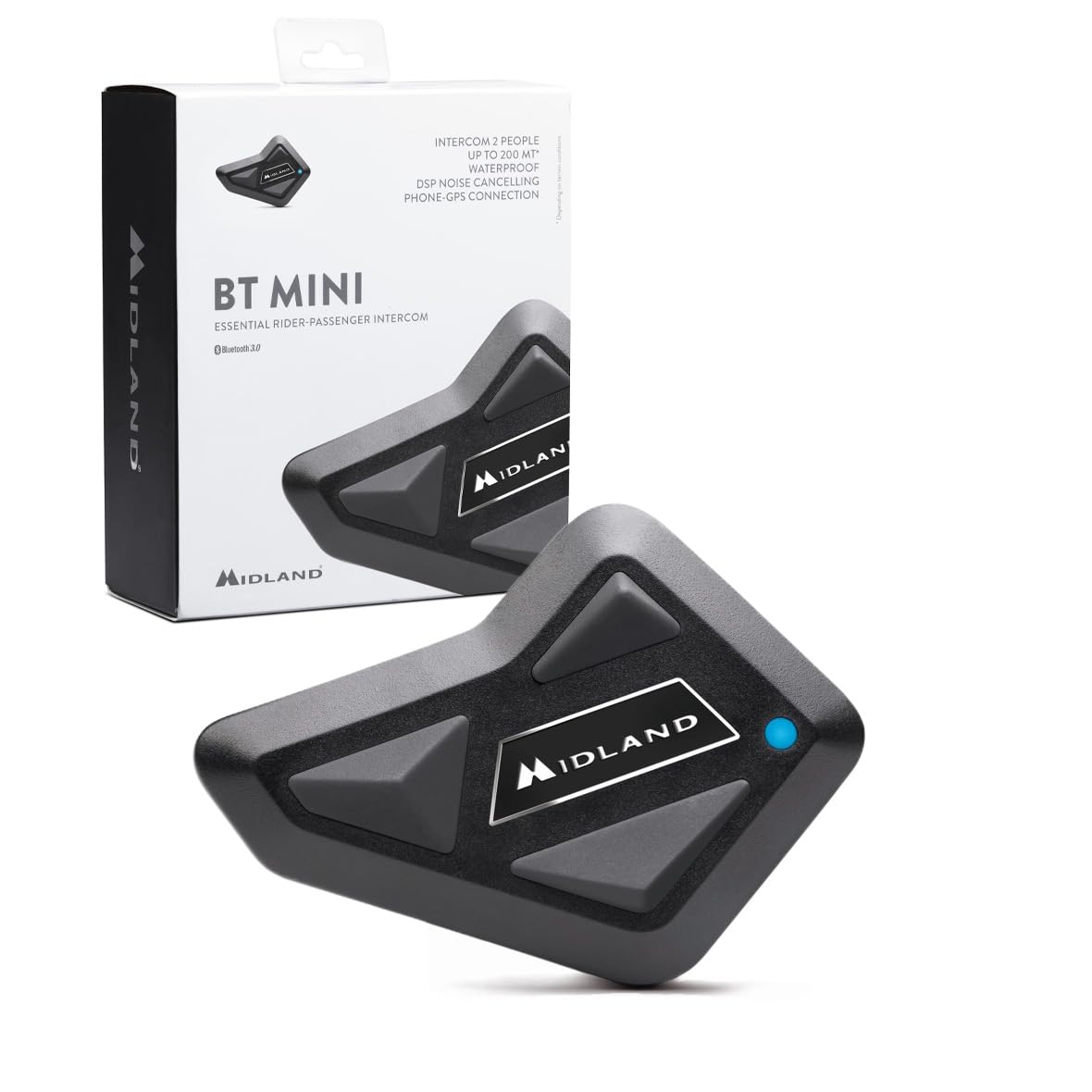 Midland L1475 BT MINI Plus Single Pack RCF Speaker Standard Model, For Motorcycles, Bluetooth Solo Riders, Group Smallest Size, Voice Recognition Function (Siri, etc.), Calling, Intercom Calling Black Single Pack (Set of 1)