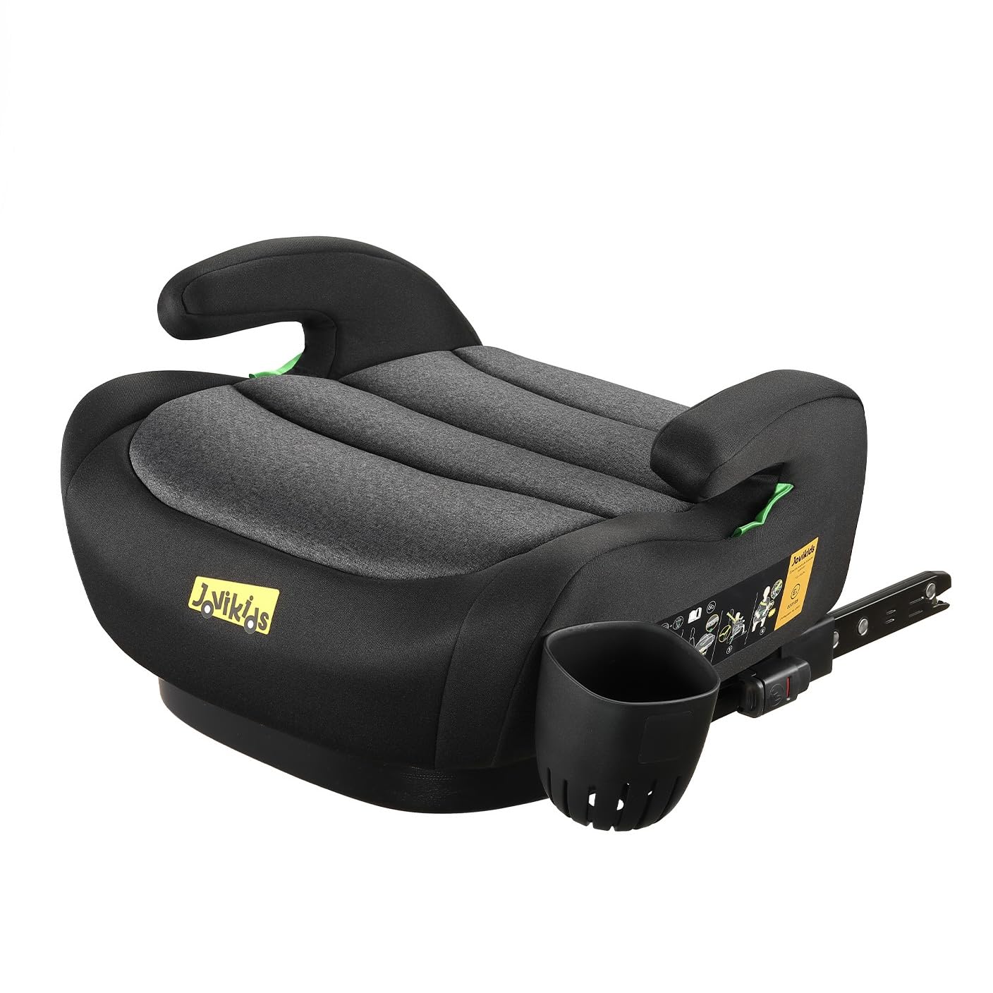 Бустер Jovikids E4, детское сиденье, 125–150 см (49,2–59,1 дюйма), с утолщённой подушкой, чёрный, с ISOFIX, фото 2